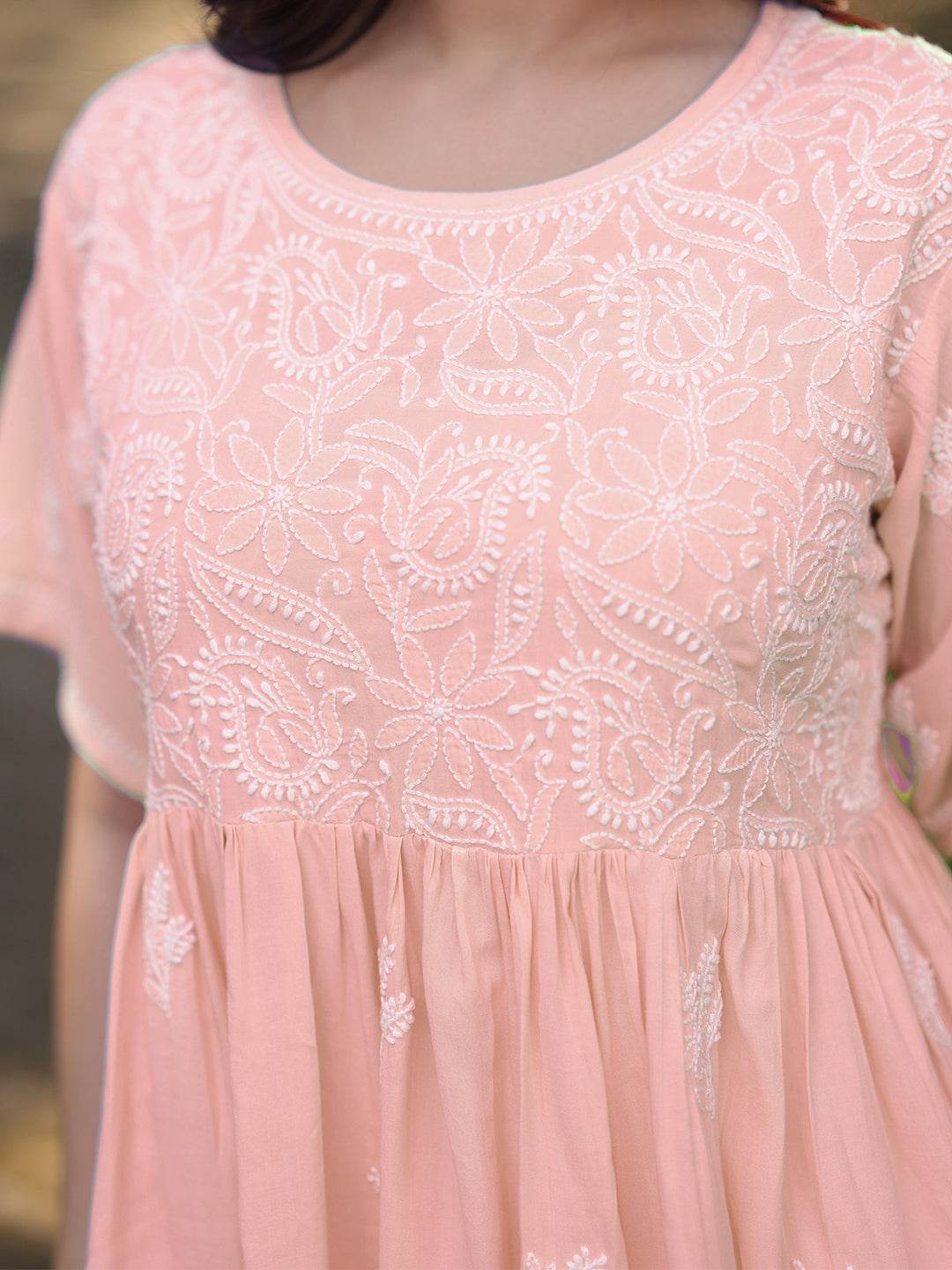 HAFSA Chikankari Modal Top - KRI CHIKANKARI